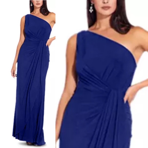 Adrianna Papell One-Shoulder Jersey Gown -
Royal Sapphire size 4 , 8, or 12 - Picture 1 of 8